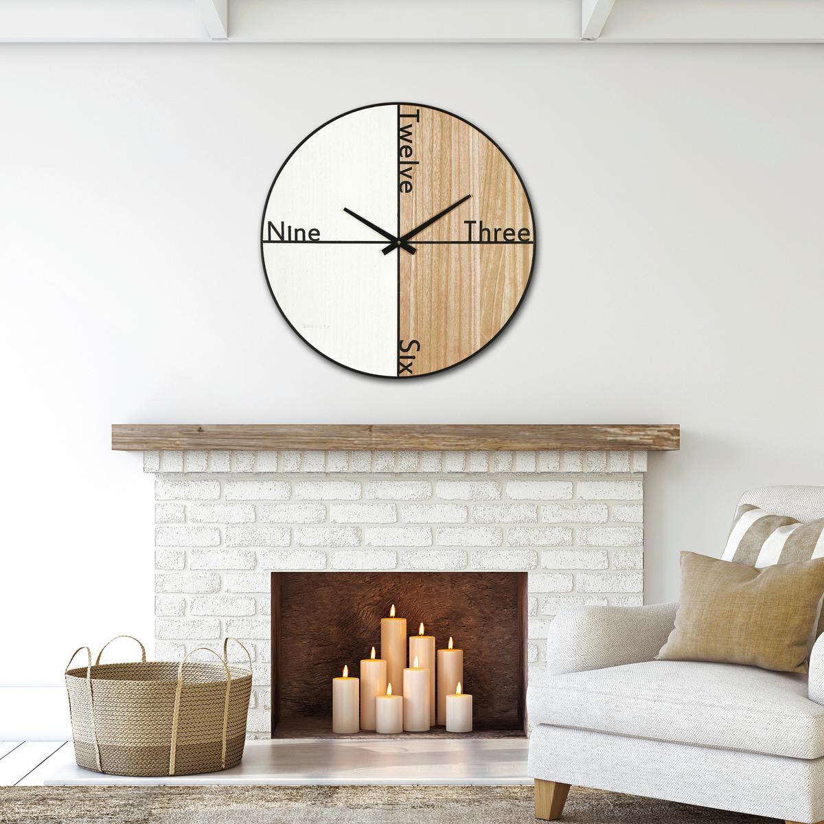 Falióra Clemens Átmérő Kb. 59cm - barna/fekete, Konventionell, műanyag/faalapú anyag (59/3cm) - James Wood