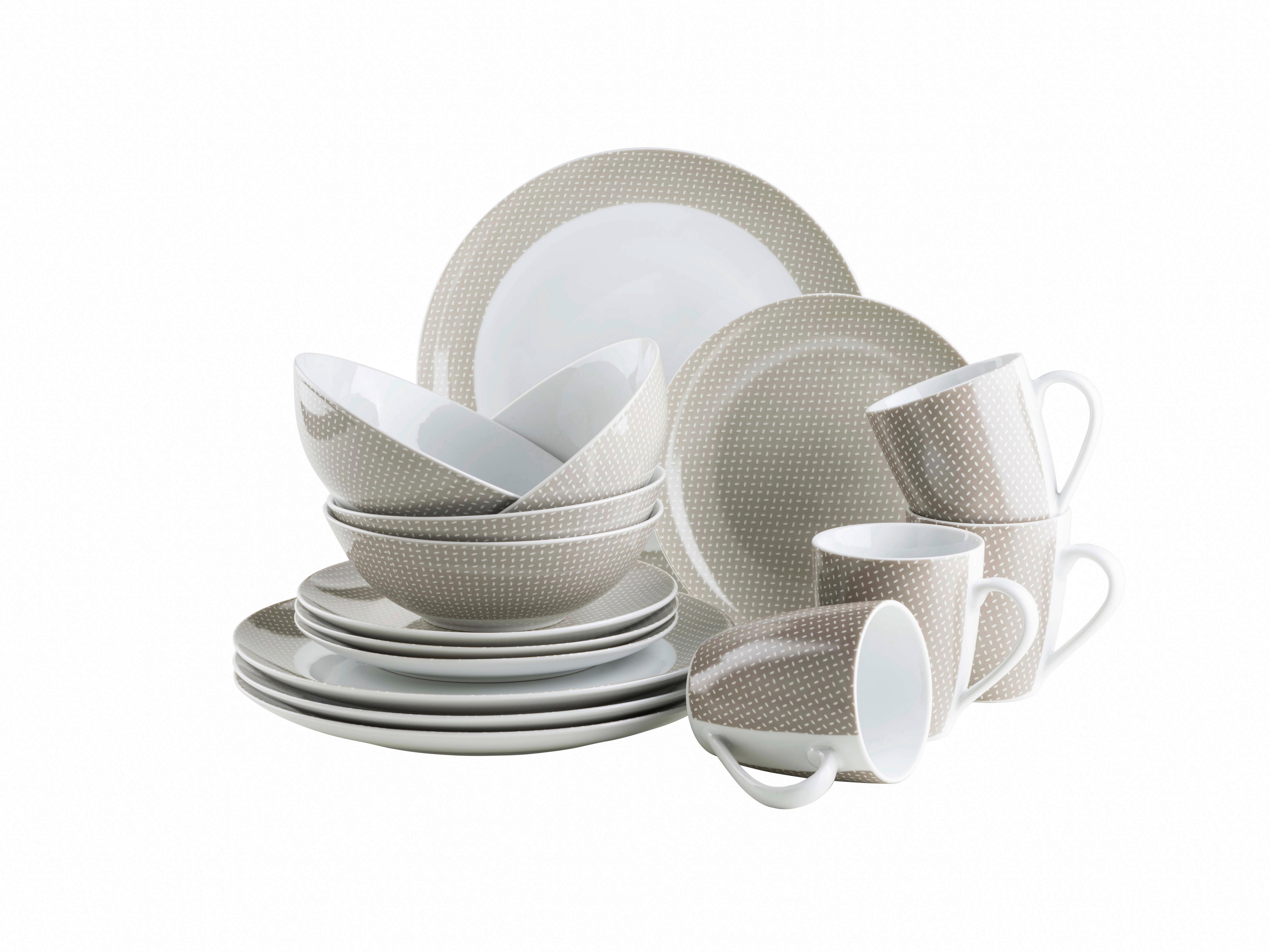 Kombiservice Beige 4 Personen 16-teilig - Beige, Basics, Keramik - Mäser