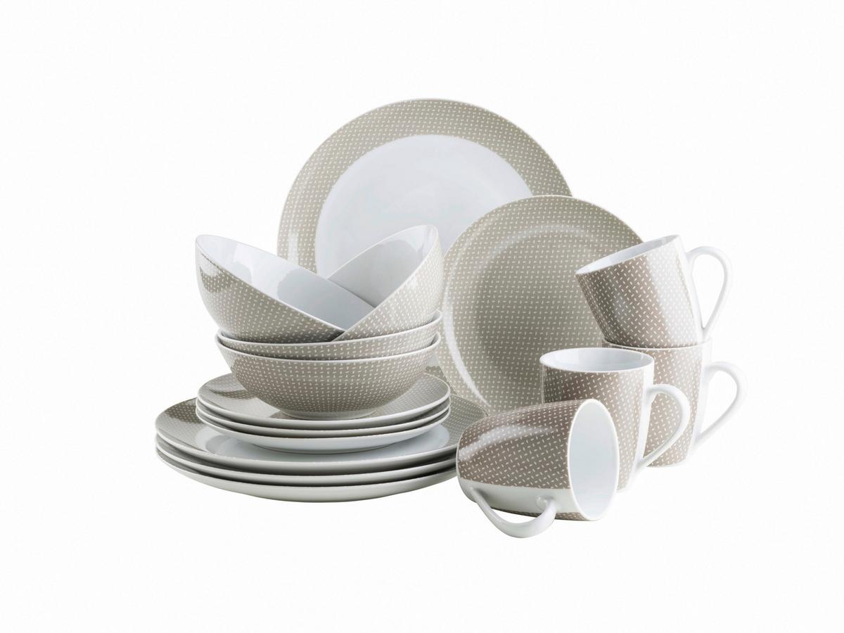 Kombiservice Beige 4 Personen 16-Teilig - Beige, Basics, Keramik - Mäser