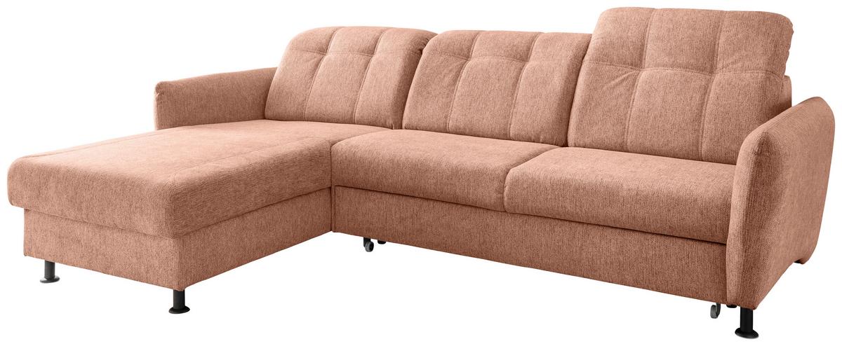 Ecksofa Minori Chenille Koralle, S: 184x267 cm - Koralle/Schwarz, MODERN, Textil (184/267cm) - Livetastic