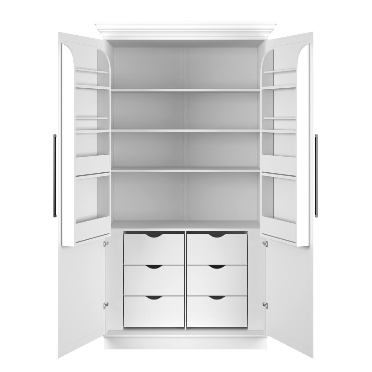 Kredenc Alvaro, š: 122 cm - bílá/černá, Moderní, kov/kompozitní dřevo (121,5/220/55,5cm) - Bessagi Home