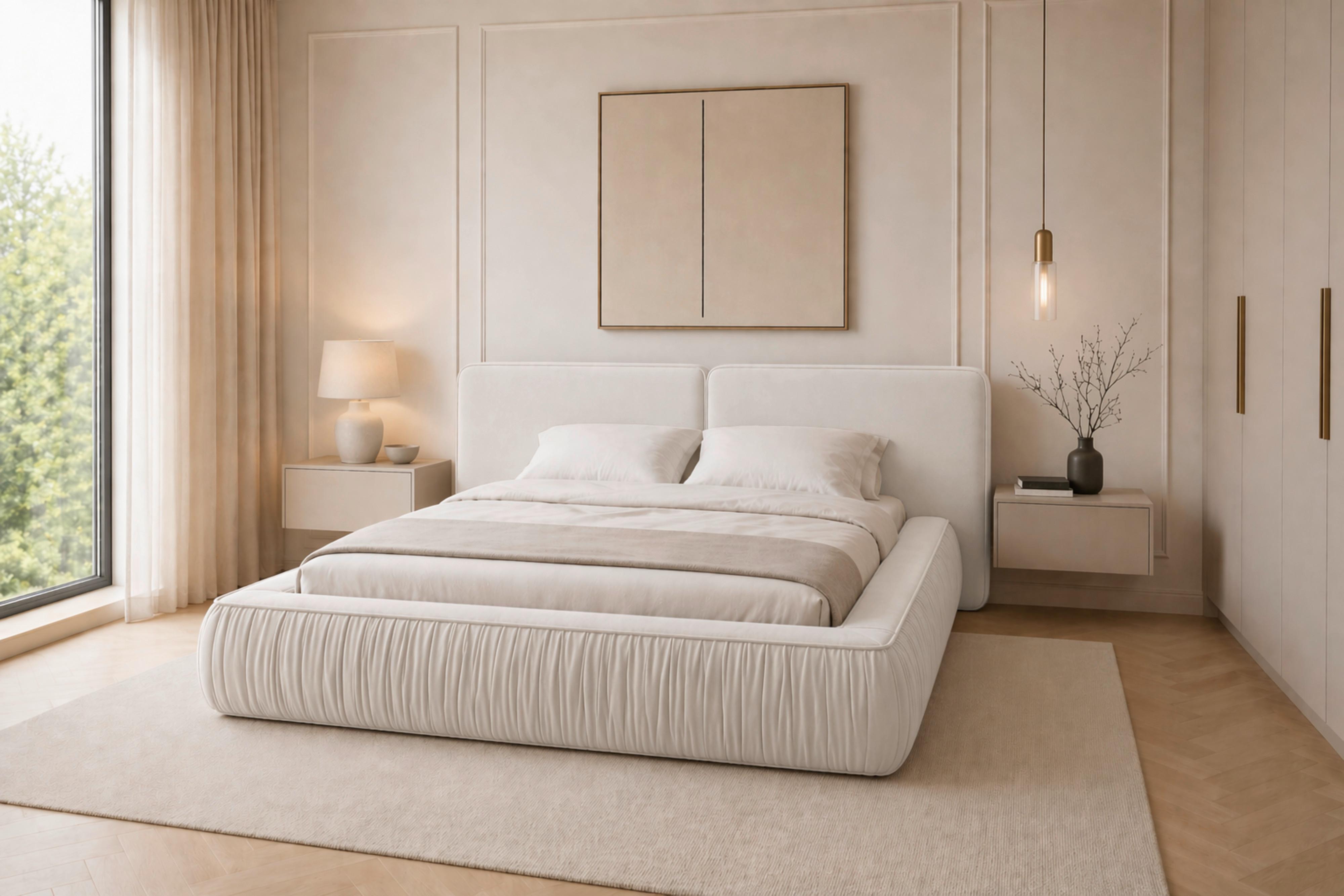 POLSTERBETT Vanessa Creme 160x200cm - Creme/Schwarz, MODERN, Holz/Metall (160/200cm) - MID.YOU
