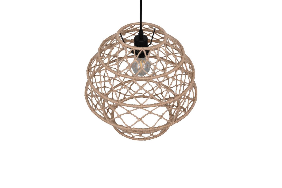 Hängeleuchte Hive Naturfarben Schwarz D: 38,5 cm - Schwarz/Naturfarben, Natur, Textil/Metall (38,5/150cm)