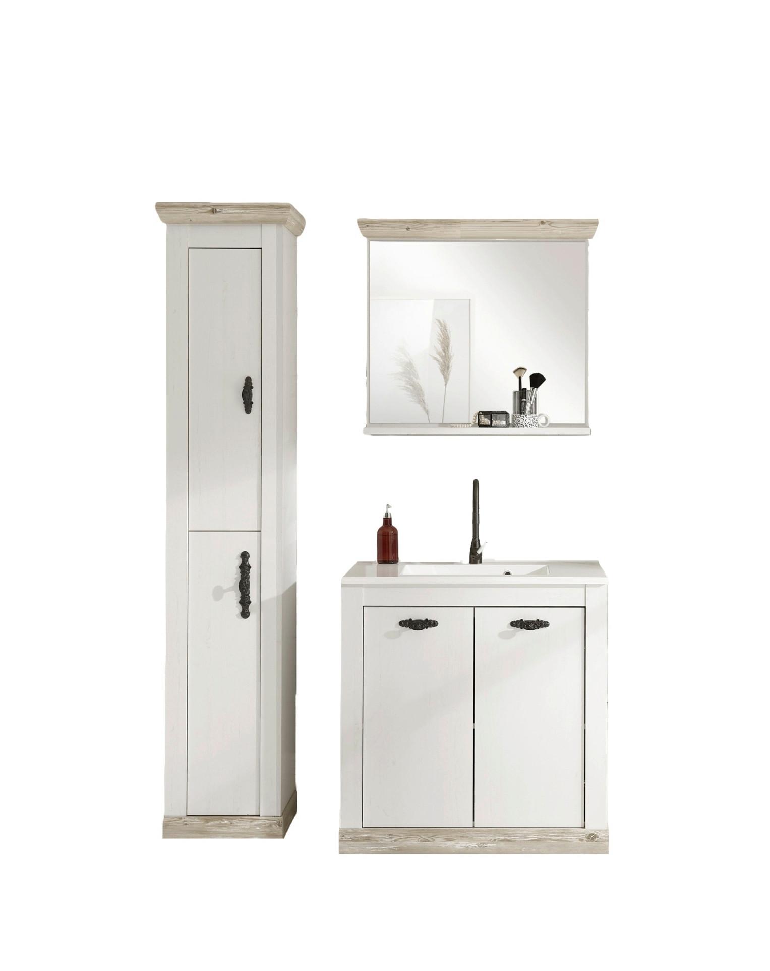 Badezimmer Florenz Pinienfarben B: 143cm - Weiß/Pinienfarben, Design, Naturmaterialien/Holzwerkstoff (143/200/46cm) - MID.YOU