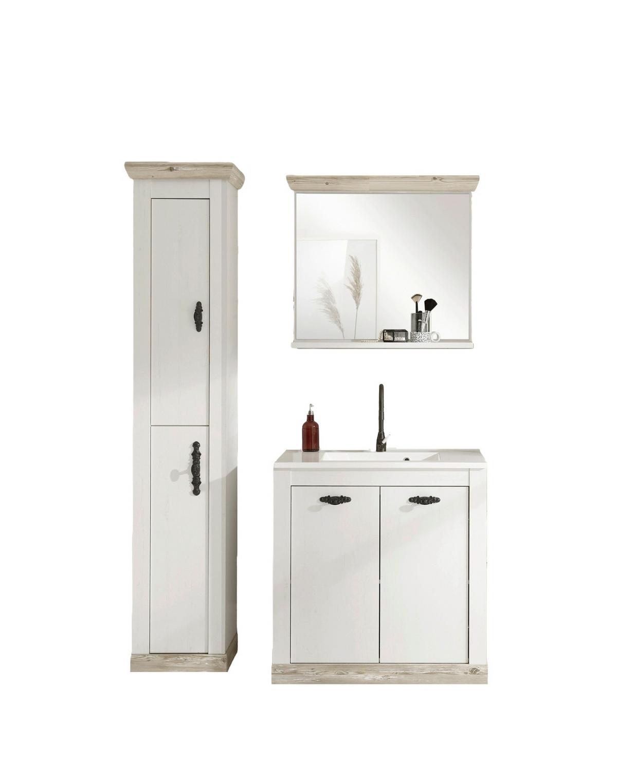 Badezimmer Florenz Pinienfarben B: 143cm - Weiß/Pinienfarben, Design, Naturmaterialien/Holzwerkstoff (143/200/46cm) - MID.YOU