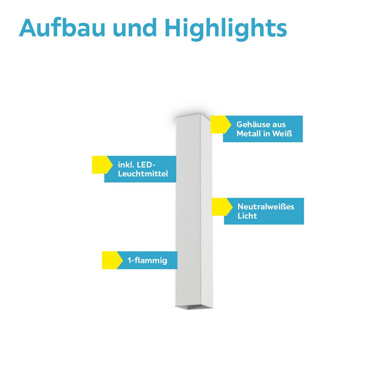 Led-deckenleuchte Sky L: 6 Cm 1-Flammig Quadratisch - Weiß, KONVENTIONELL, Metall (6/40/6cm) - Ideal Lux