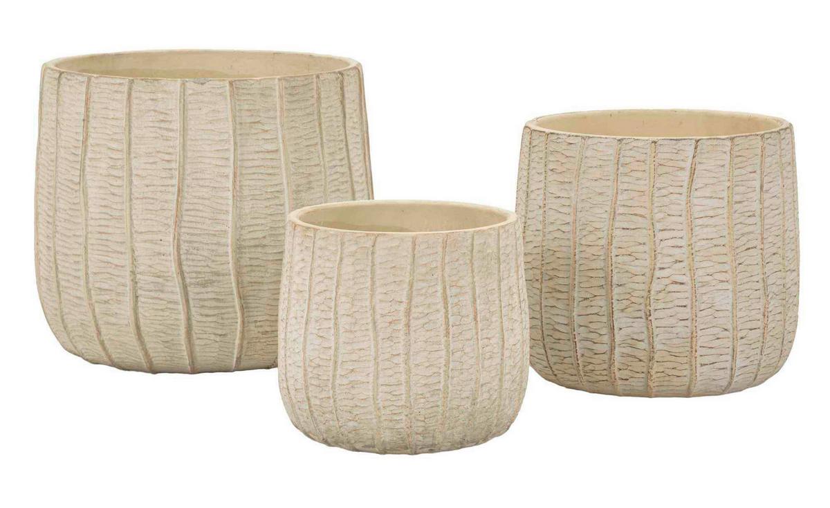 Vase Cachepot Flake Set 3 Pcs Creme B: 30,5 cm - Creme, Basics, Keramik (30,5/27/30,5cm)