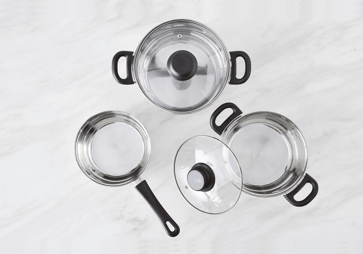 Sada hrnců Berta, 5-dílný set - čiré/barvy nerez oceli, Konvenční, kov/sklo - Based