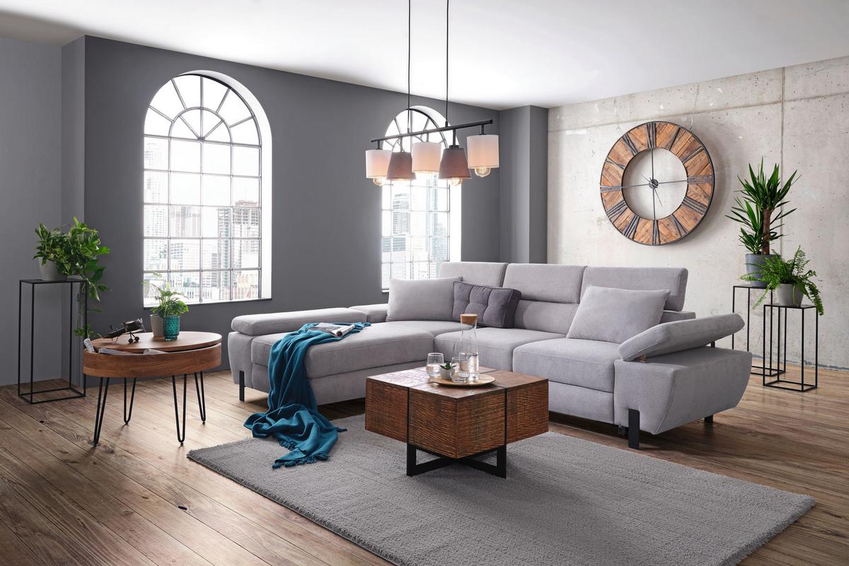 Rohová sedačka MILNA, levá, světle šedá - šedá/černá, Moderní, kov/dřevo (189/277cm) - Mömax