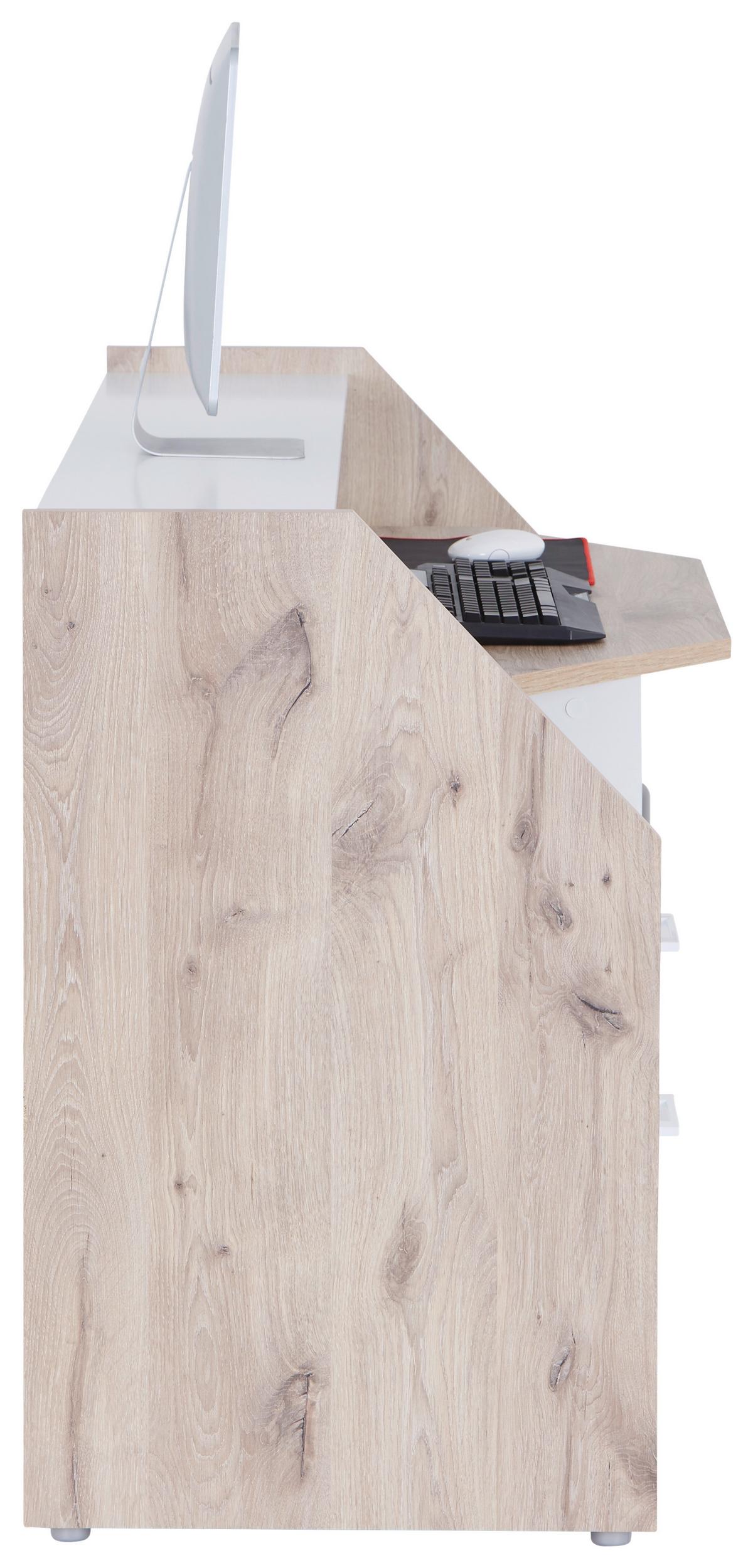 Gamingtisch Alex - Eichefarben/Weiß, KONVENTIONELL, Holzwerkstoff/Kunststoff (160/95/67cm)