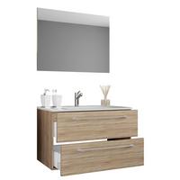 Badezimmer Badinos 3-teilig Sonoma Eiche B: 60 Cm - Weiß/Sonoma Eiche, MODERN, Keramik/Holzwerkstoff (60cm) - MID.YOU