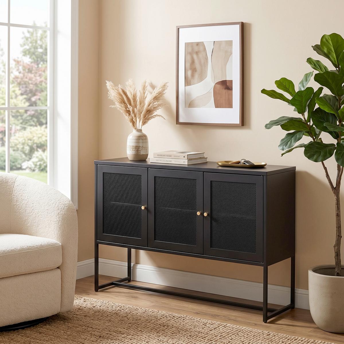 SIDEBOARD MALLA - Schwarz, Design, Metall (120/80/40cm) - Livetastic