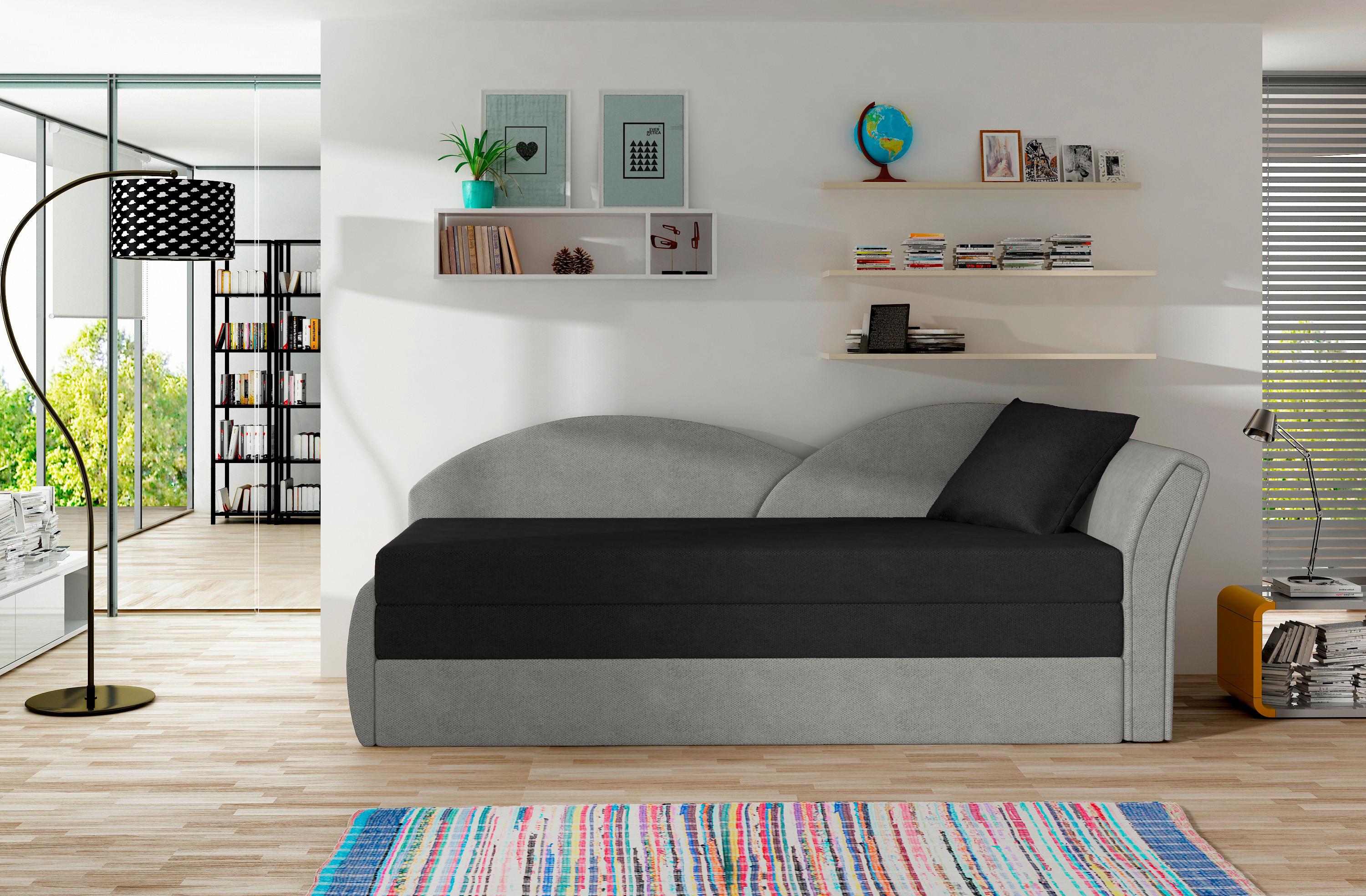 Récamiere Schwarz,hellgrau, S: 218x80 cm - Erlefarben/Hellgrau, Design, Textil (218/80cm) - MID.YOU