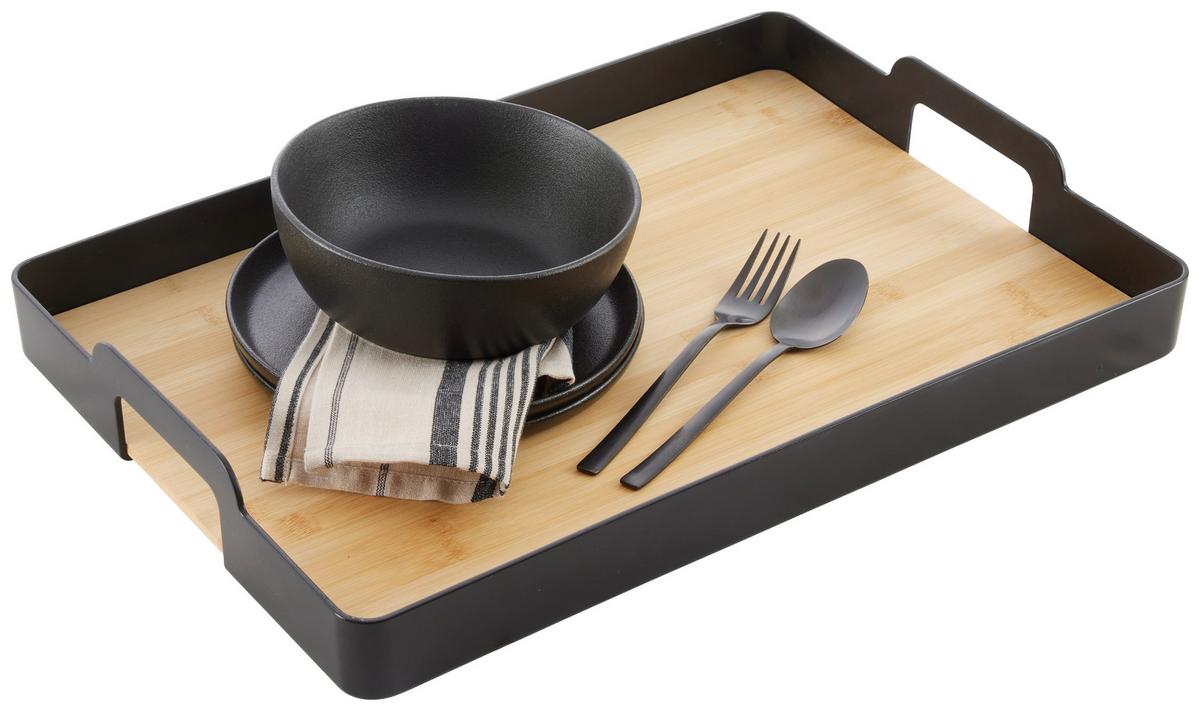 Servírovací podnos BETTY ECKIG - čierna, Modern, plast/prírodné materiály (49/7/34cm) - Mömax