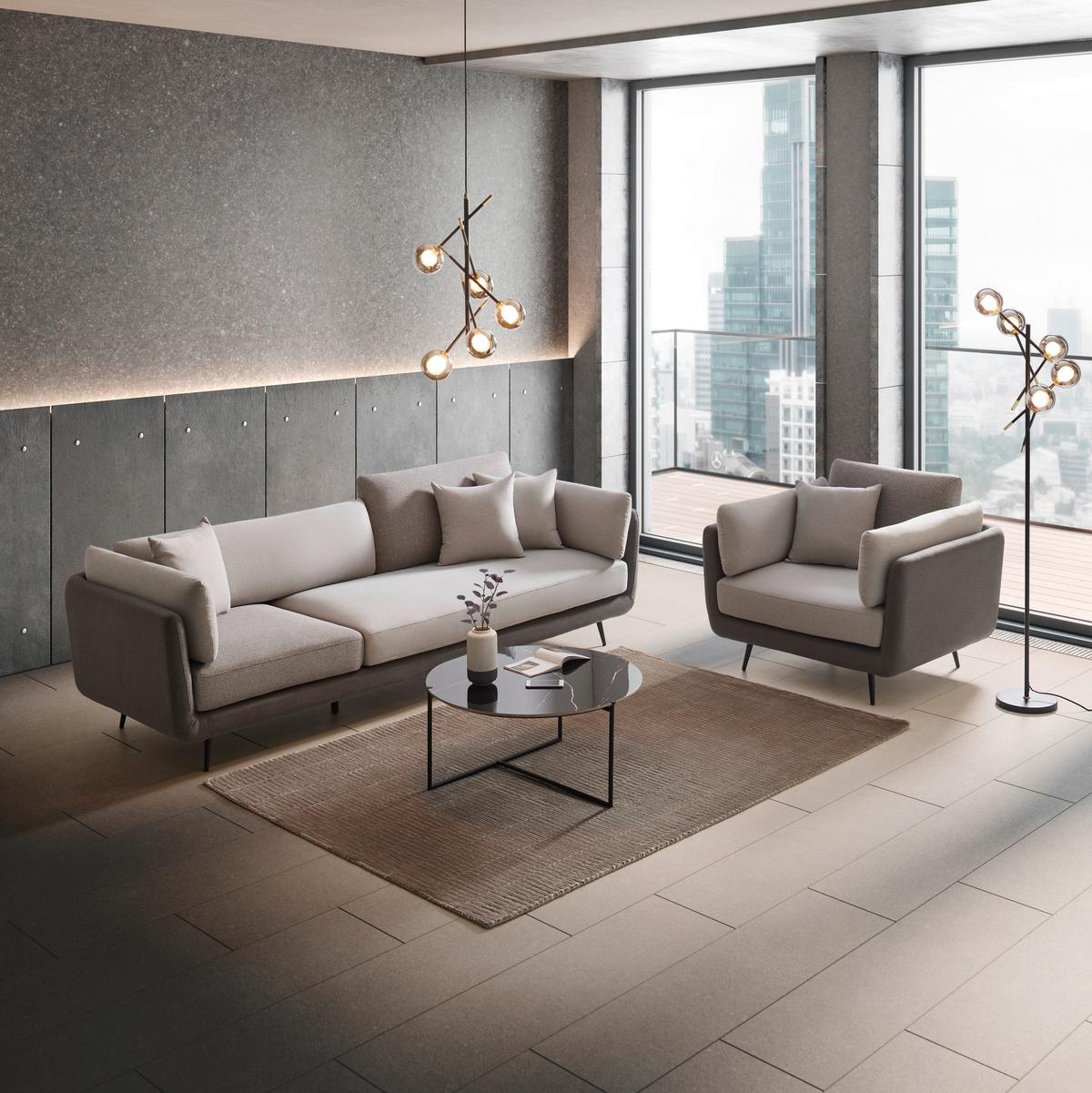 Kreslo GENESIS - čierna/sivá, Modern, kov/drevo (112/65/91cm) - Bessagi Home