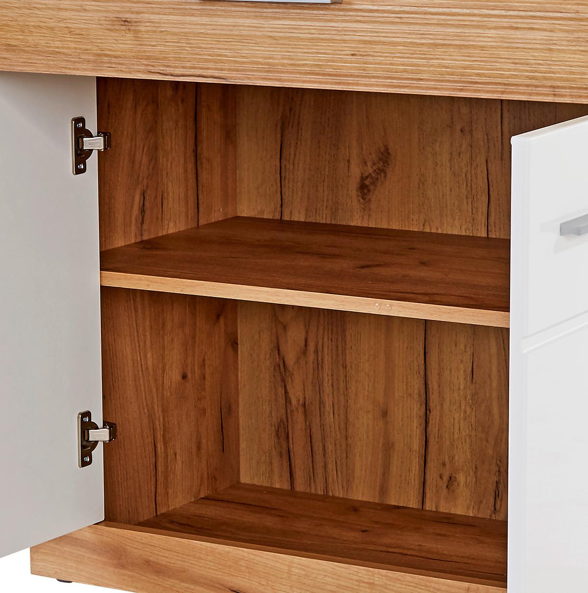 Komód Malta 97/86 Cm - tölgyfa színű/fehér, Modern, faalapú anyag (96,4/86/39,9cm)