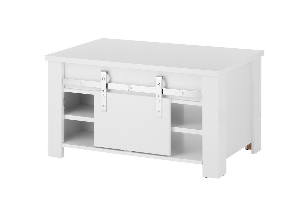 Couchtisch Daytona Weiß/Weiß Hg B: 93 cm - Weiß Hochglanz/Weiß, Design, Holzwerkstoff (93/50/60cm) - Livetastic