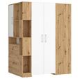 Eckschrank Begehbar mit Regal 120cm Box, Eiche Dekor/Weiß - Eichefarben/Weiß, MODERN, Holzwerkstoff (120/205/150cm) - Ondega