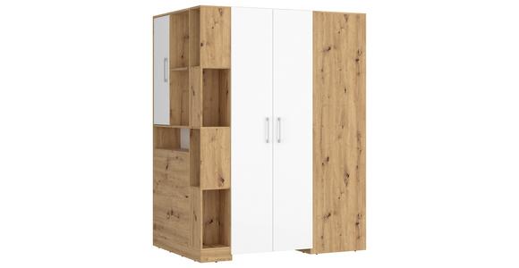 Eckschrank Begehbar mit Regal 120cm Box, Eiche Dekor/Weiß - Eichefarben/Weiß, MODERN, Holzwerkstoff (120/205/150cm) - Ondega