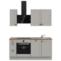 Kuchynská linka 180 cm, kamenná sivá supermatná - čierna/sivá, Romantik / Landhaus, kov/kompozitné drevo (180cm) - Nobilia
