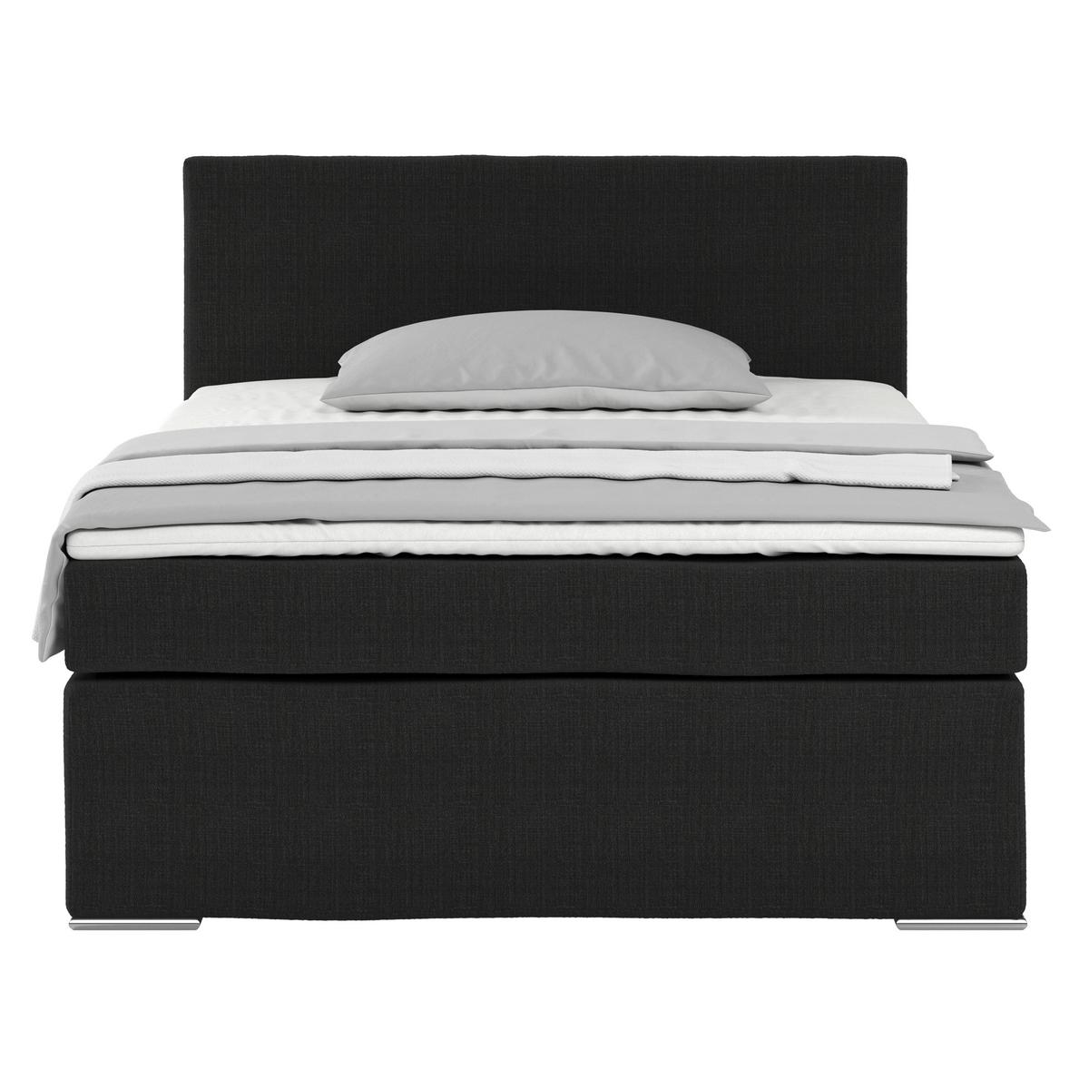 Postel Boxspring NERO PL: 140/200cm, černá - černá/barvy chromu, Konvenční, kov/textil (140/200cm)