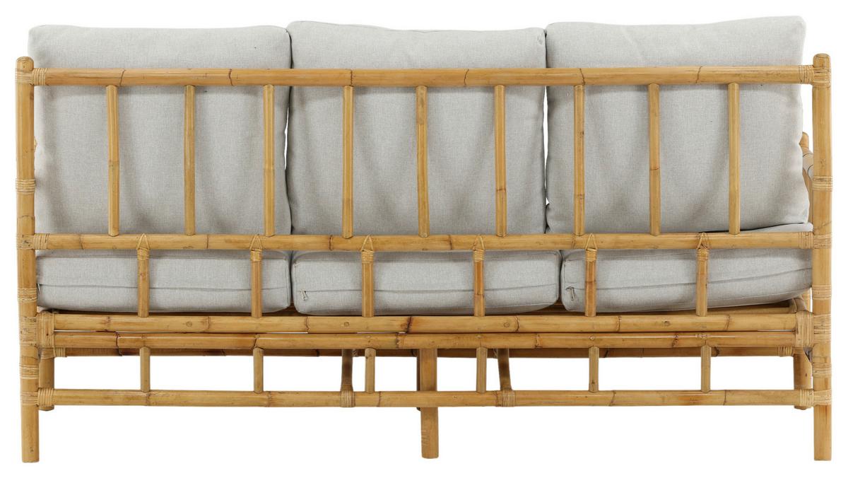 Loungesofa Cane - Hellbraun/Creme, KONVENTIONELL, Holz/Textil (180/88/77cm) - Gardenson