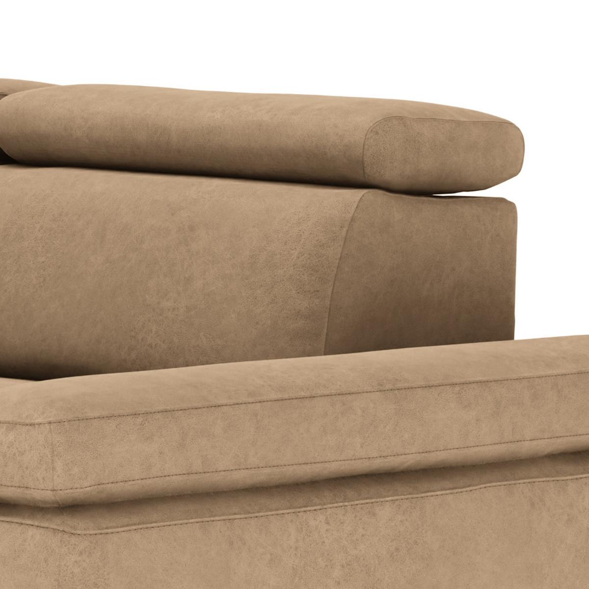 Ecksofa Elvis Sandfarben S: 182x259 Cm - Sandfarben/Silberfarben, KONVENTIONELL, Textil (182/259cm) - Trendmanufaktur