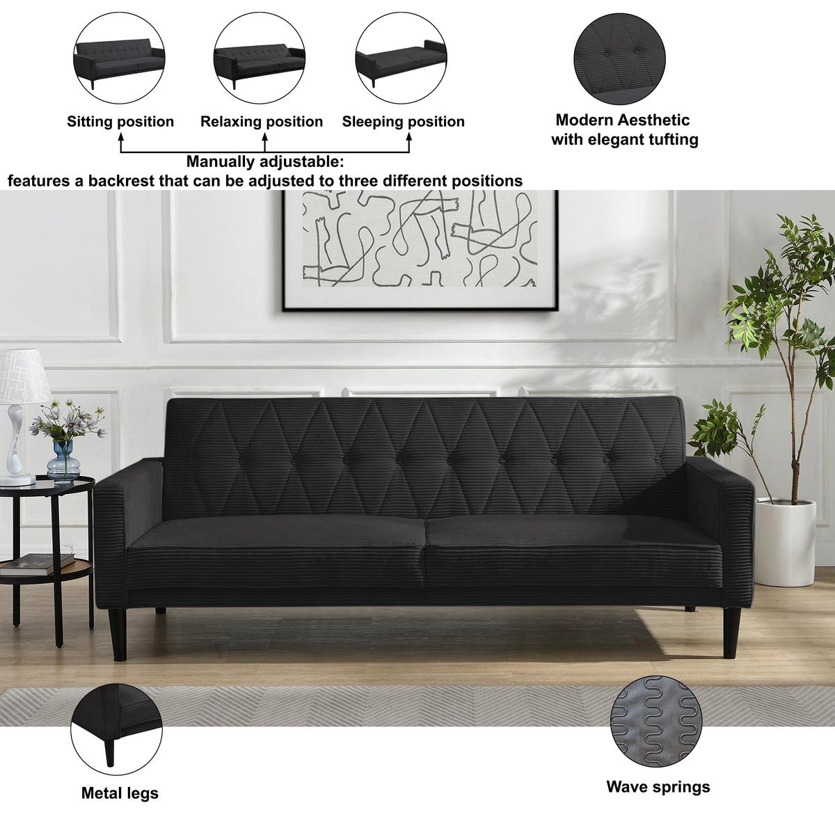 Schlafsofa Aarhus Anthrazit, mit Schlaffunktion - Anthrazit/Braun, Basics, Textil (213/81/86cm) - Livetastic