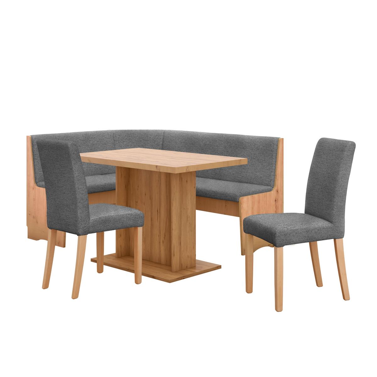 Eckbank Leipzig Webstoff dunkelgrau, 125x165cm - Dunkelgrau/Eiche Artisan, ROMANTIK / LANDHAUS, Holzwerkstoff/Textil (125/165cm)