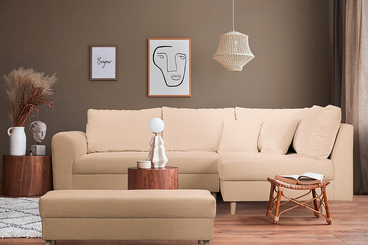 Ecksofa Ariella Beige S: 231x161 cm - Beige/Naturfarben, Design, Textil (231/161cm) - Livetastic