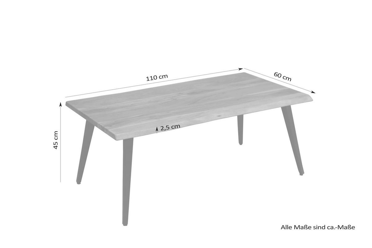 Couchtisch Holz Massiv/Metall Caddy Akazie/Schwarz - Schwarz/Akaziefarben, MODERN, Holz/Metall (110/60/45cm) - MID.YOU