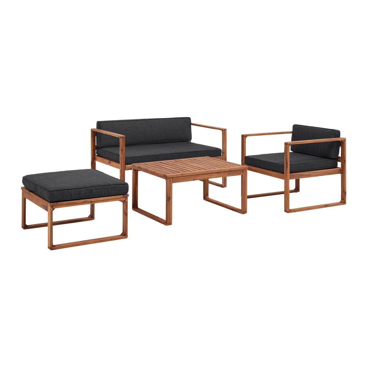 Zahradní sedací souprava ELIO tmavěšedá - tmavě šedá, Moderní, dřevo (120/60/68cm) - Bessagi Garden