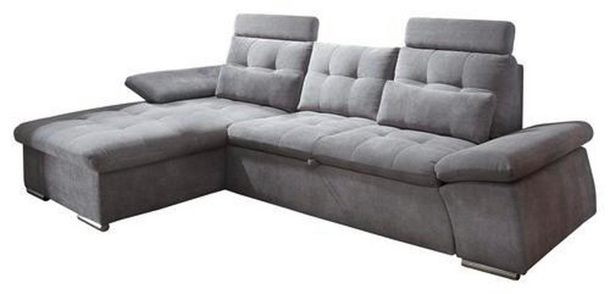 Ecksofa mit Schlaffunktion Nalo Longchair Webstoff - Dunkelgrau/Silberfarben, KONVENTIONELL, Holzwerkstoff/Textil (170/268cm) - MID.YOU