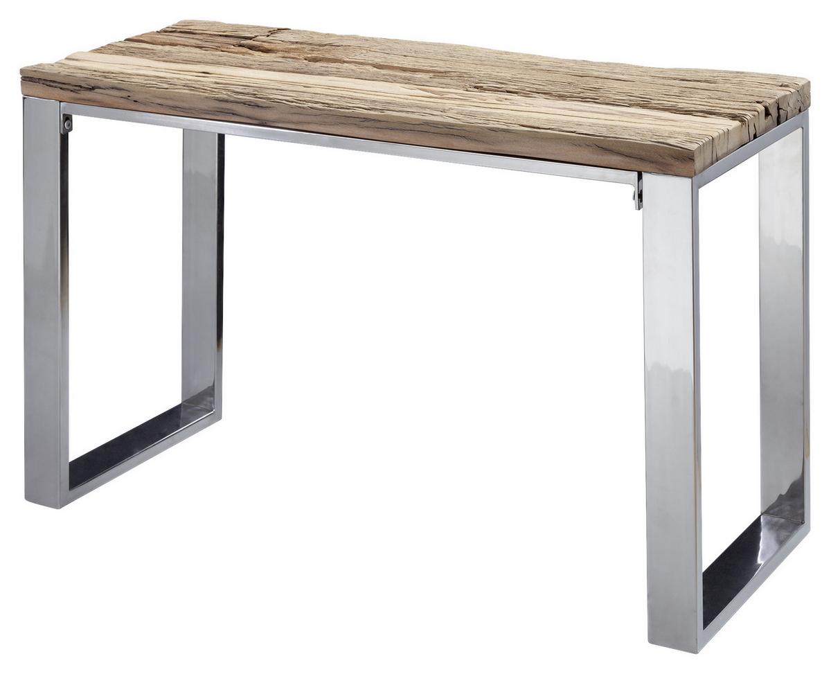 Konsolentisch Priya Akazienholz B: 115 cm - Chromfarben/Akaziefarben, MODERN, Holz/Metall (115/76/46cm) - MID.YOU