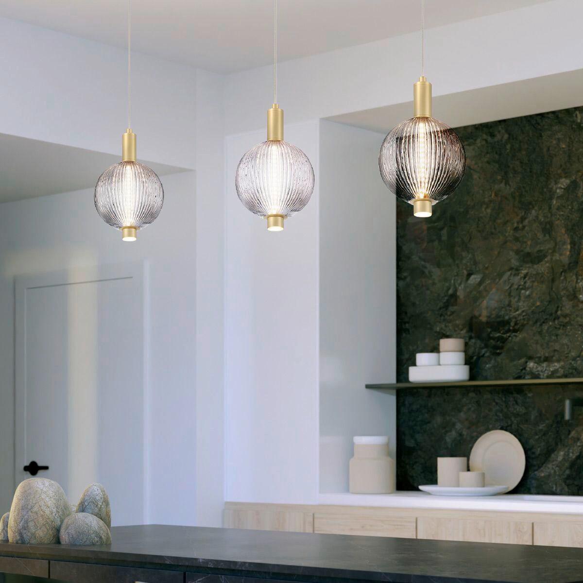 Függeszték Qn-Palmas-1mp-Bg - aranyszínű, Konventionell, üveg/fém (15,2/272cm) - Elstead Lighting