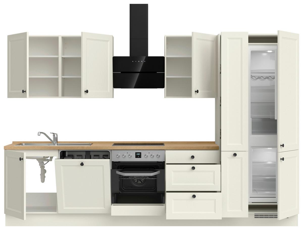 Kuchyňská linka 330 cm, bílá /dekor dub Sierra - bílá/barvy dubu, Moderní, kov/kompozitní dřevo (330cm) - Nobilia