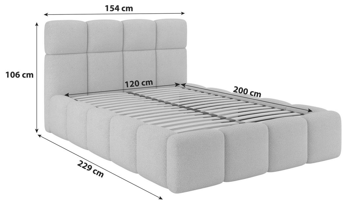 Polsterbett Cloudy M. Matratze Grau, Lf: 120x200 Cm - Grau, Trend, Holz/Holzwerkstoff (120/200cm) - Luca Bessoni