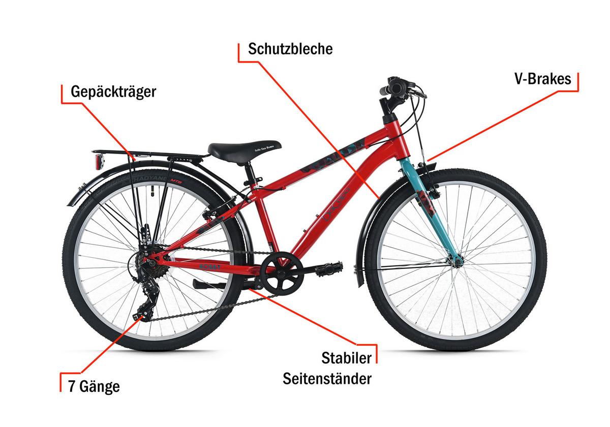 Kinderfahrrad Dacapo Bobby 24 Zoll, Rh 32 cm - Blau, Basics, Metall (25/140/60cm)