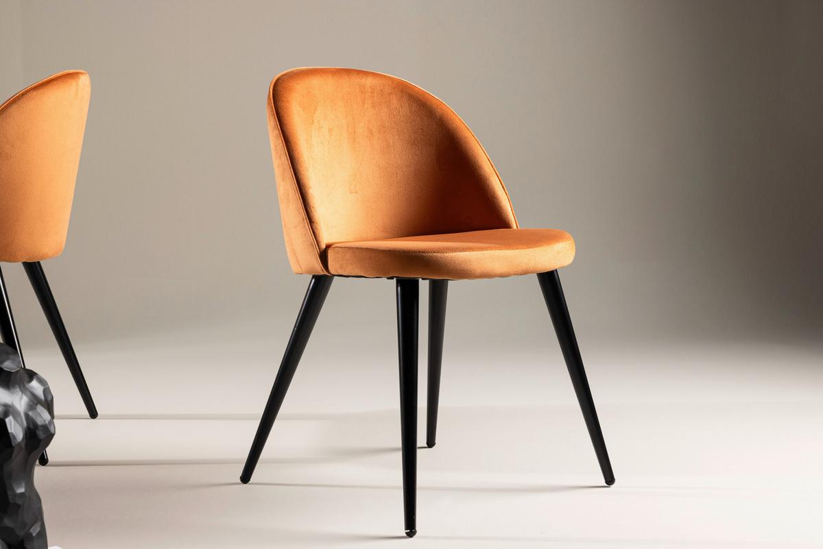 Stuhl-set Velvet - Schwarz/Orange, Design, Textil/Metall (57/76.5/50cm) - Livetastic