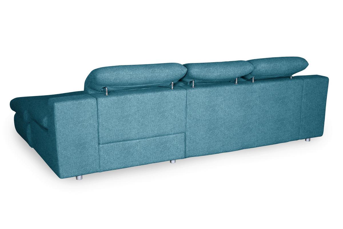 Ecksofa Isona Blau Chenille - Chromfarben/Blau, Design, Textil (286/165cm) - Livetastic
