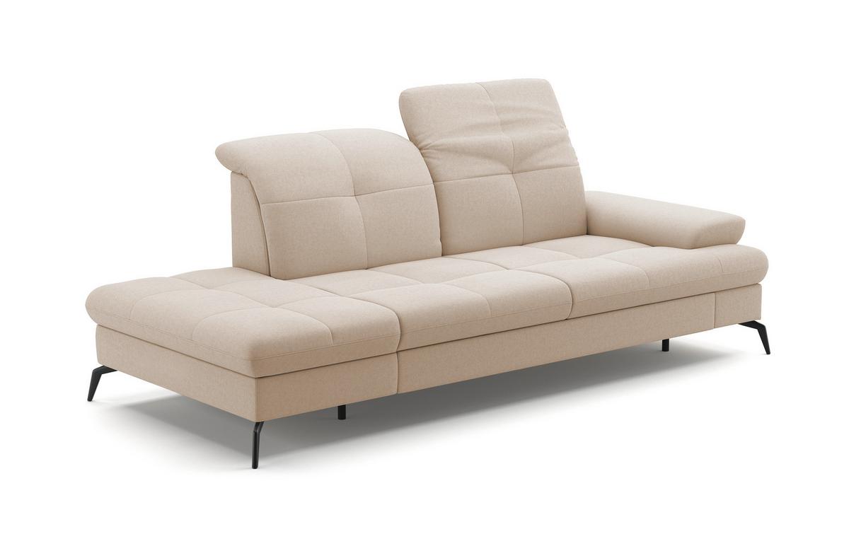 Récamiere Amica E, Creme B: 231 Cm - Creme/Schwarz, KONVENTIONELL, Textil (231/90/122cm) - Sit & More