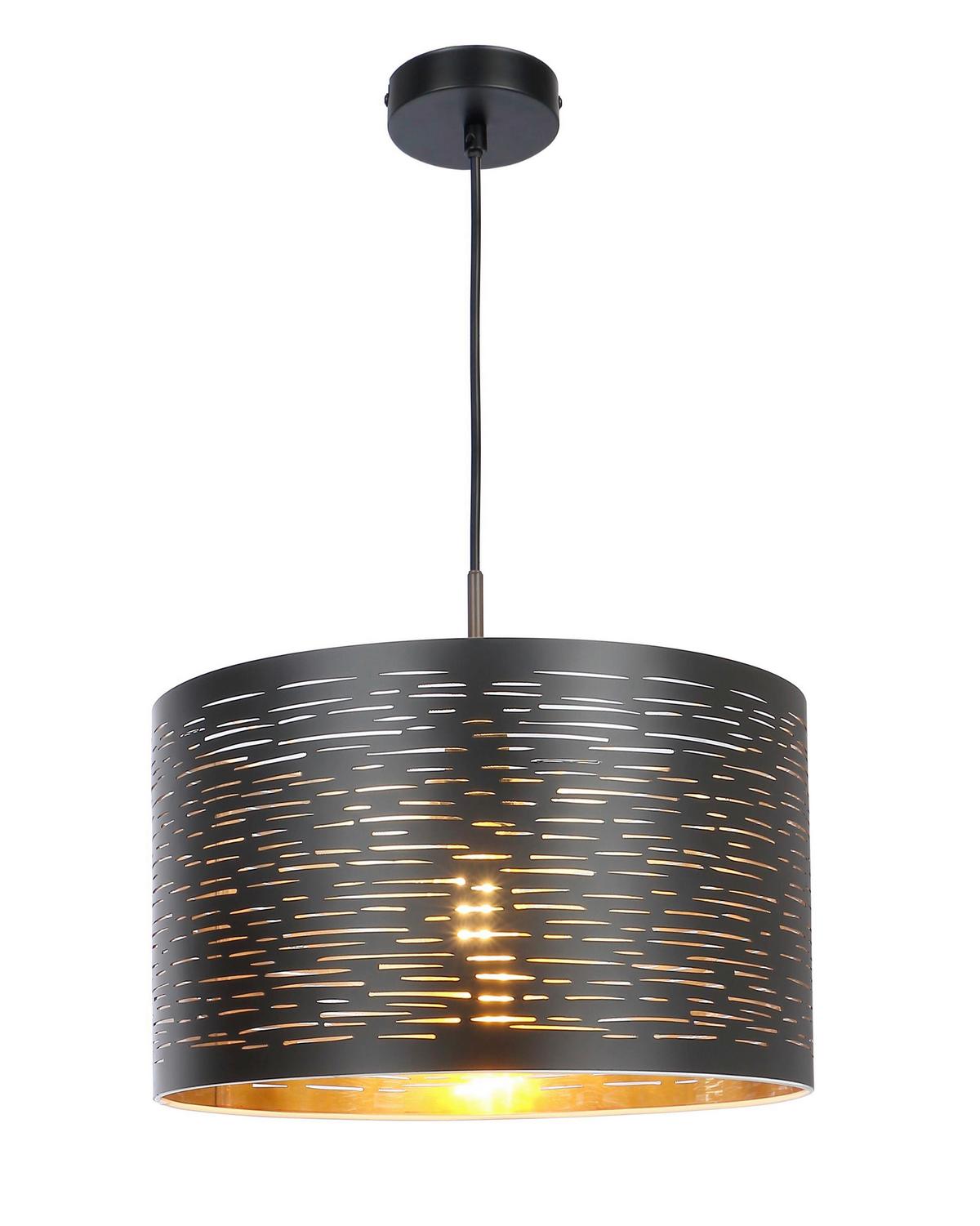 Hängeleuchte Tunno H: 120 Cm 1-Flammig, Schwarz/goldfarben - Goldfarben/Schwarz, Design, Kunststoff/Metall (38/120cm) - Globo