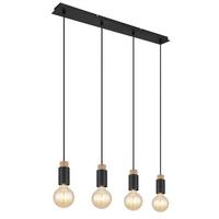 Hängeleuchte 54045-4h - Dunkelbraun/Schwarz, Design, Holz/Kunststoff (75/8/120cm) - Globo