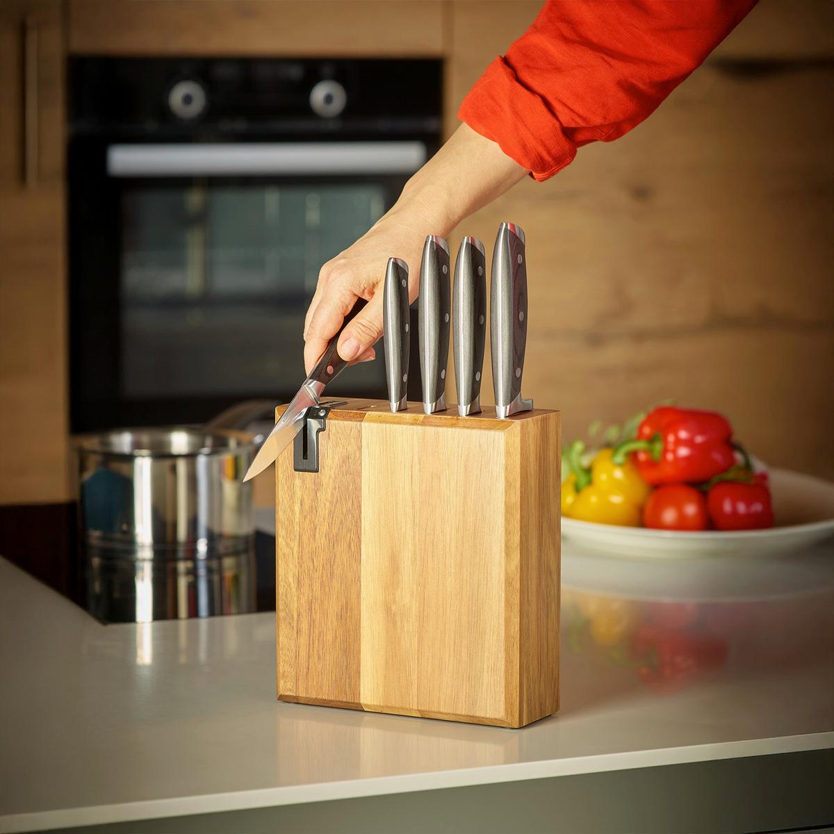 Messerset Echtwerk Edelstahl, 6-Teilig. - Edelstahlfarben/Schwarz, Basics, Metall (24,5/9,5/36,4cm) - Echtwerk