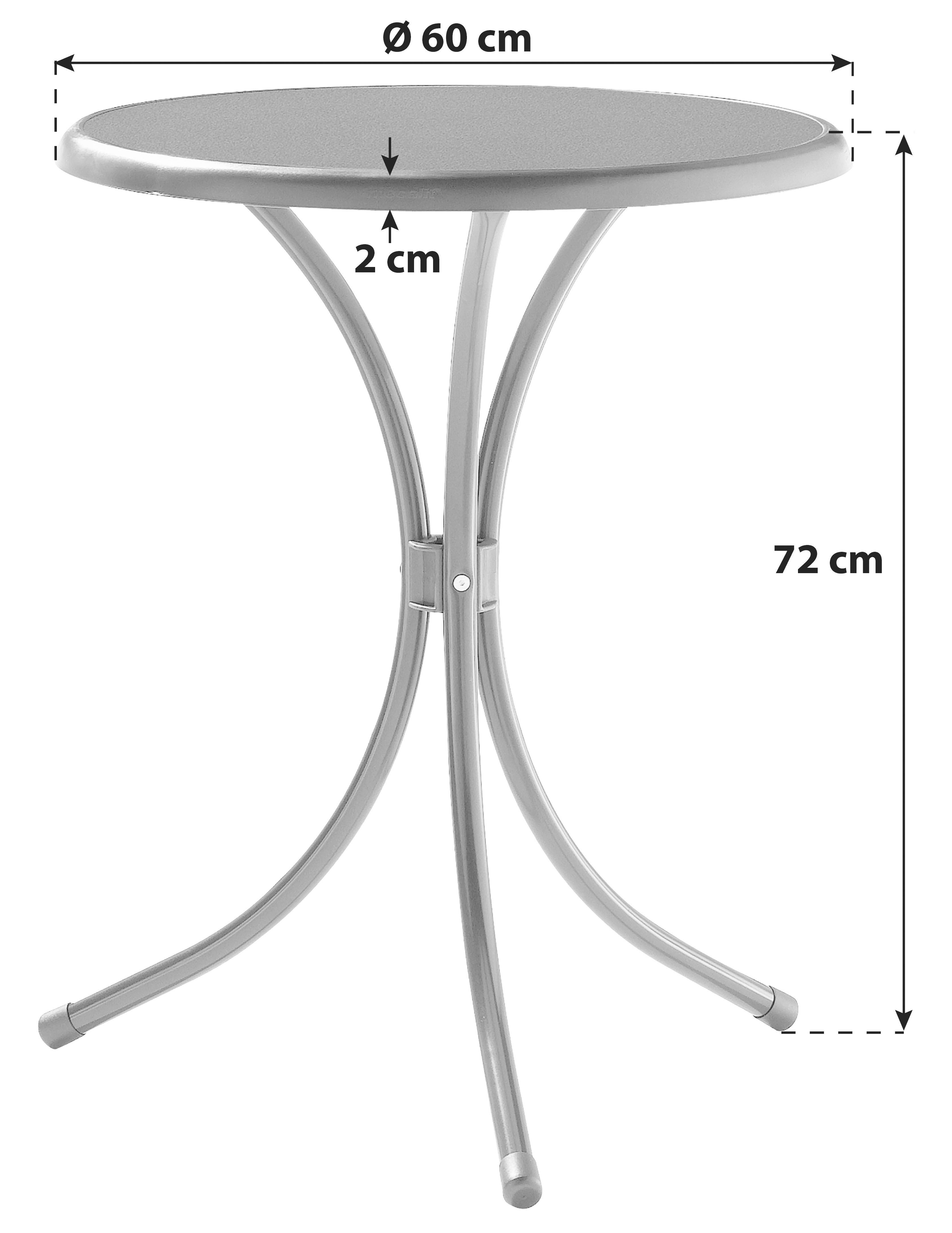 Gartentisch Holzwerkstoff/metall ⌀ 60 Cm - Grau, MODERN, Holzwerkstoff/Metall (60/60/72cm) - Sieger