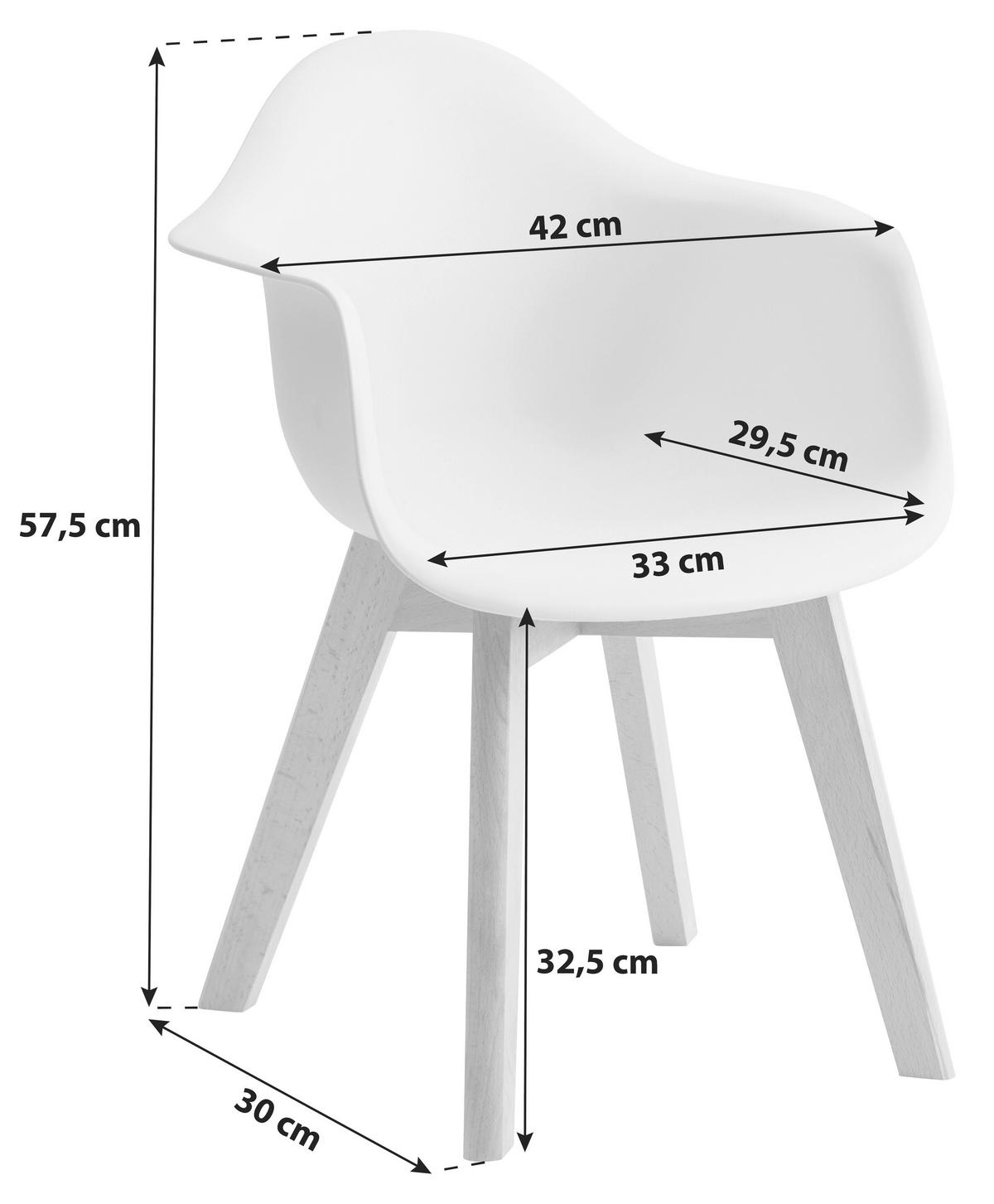 Kinderstuhl Bambino Echtholz Buchef./Weiß Sitzhöhe 32,5 cm - Buchefarben/Weiß, MODERN, Holz/Kunststoff (42/57,5/30cm) - Ondega