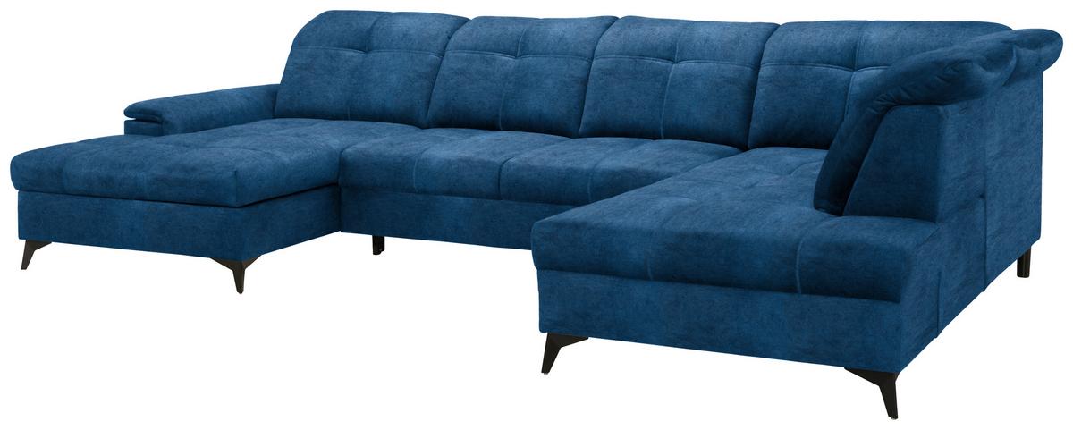 Rohová sedačka U SIERRA, pravá, modrá CLOUD - modrá/černá, Moderní, kov/textil (181/364/230cm) - Mömax