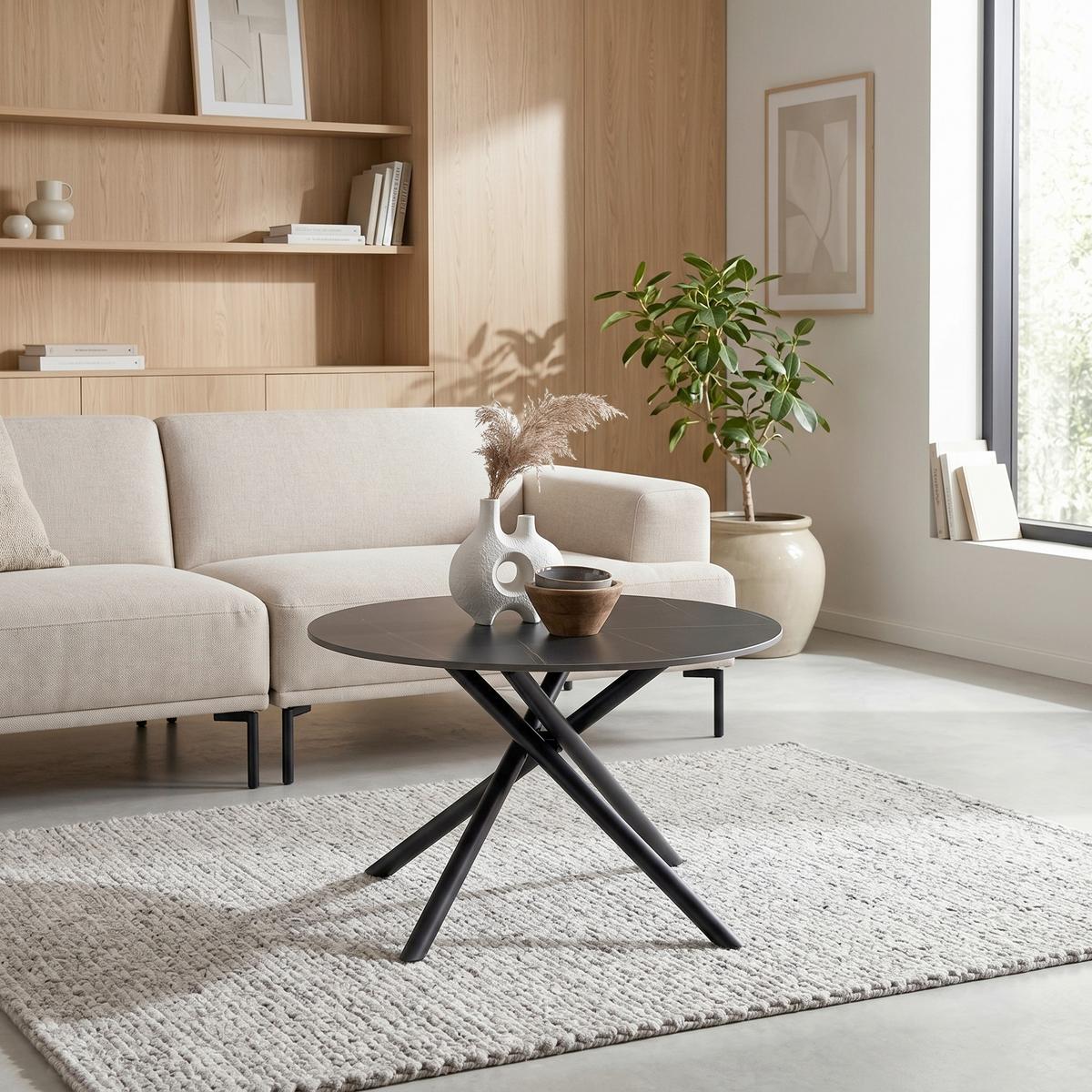 Konferenční stolek MARBELLA 70 - černá, Moderní, kov/keramika (70/70/44cm) - Mömax