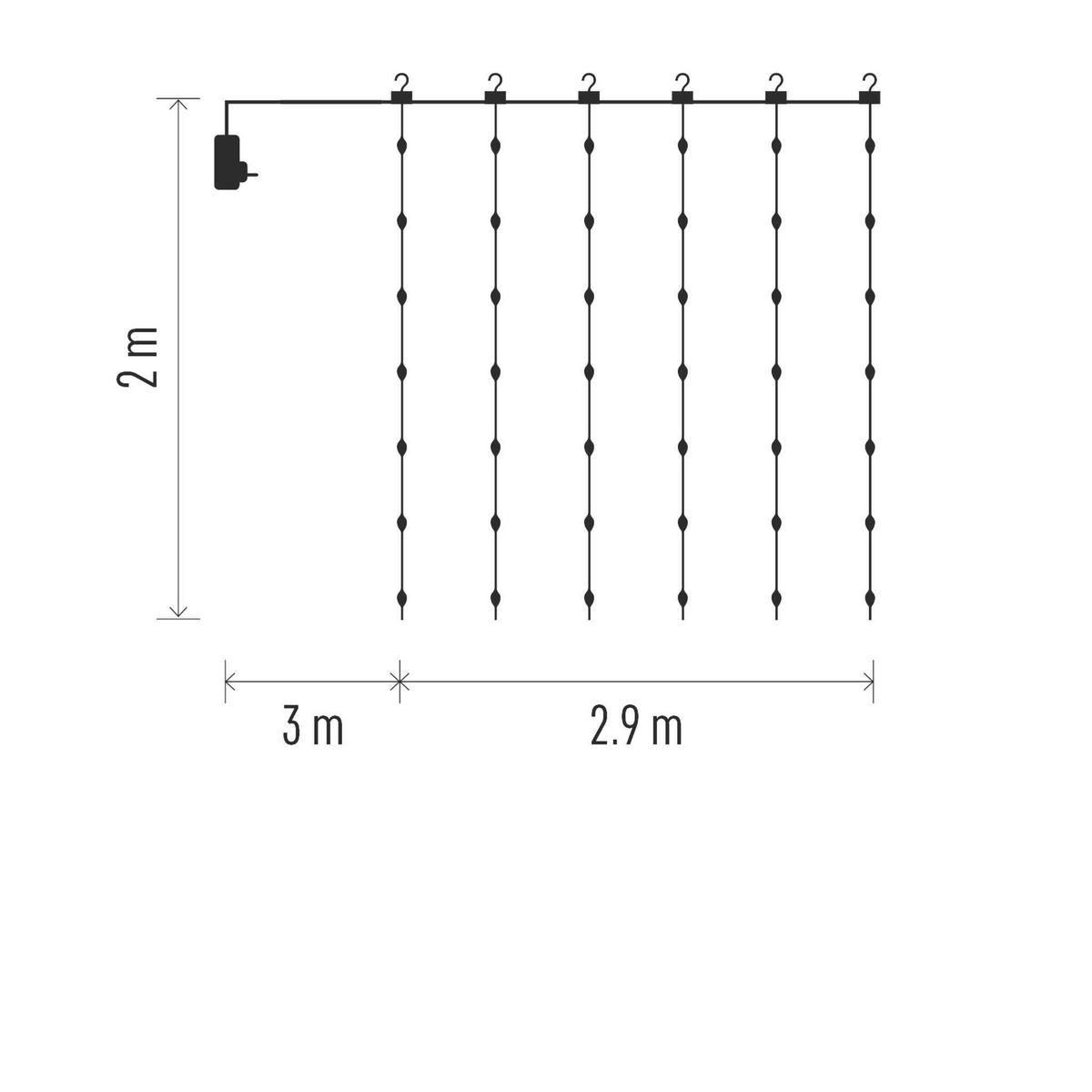 Led Karácsonyi Fényfüggöny Drop Kb. 2,9/2m - áttetsző, Basics, műanyag (2,9/2cm)