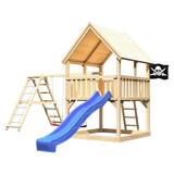 Spielturm Toni Set XL - Blau/Naturfarben, Holz (200/345/200cm) - Karibu